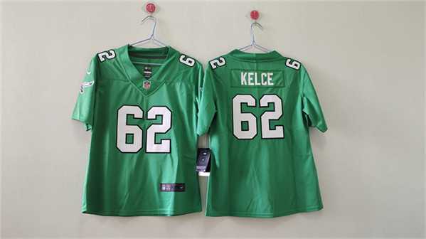 Womens Philadelphia Eagles #62 Jason Kelce Kelly Green Vapor Stitched Jersey